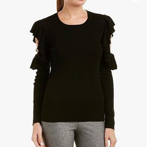Max Studio Cold Shoulder Ruffle Sleeve Sweater